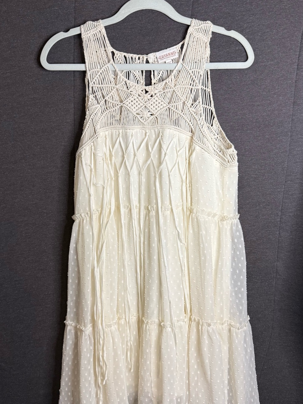 Shyanne Cream Crochet Yoke Tiered Maxi Dress